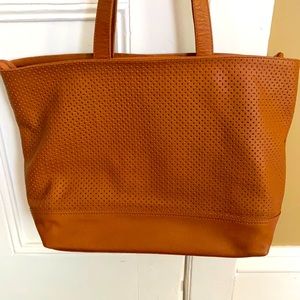 Frye and Co Leather Anise Cognac Tote